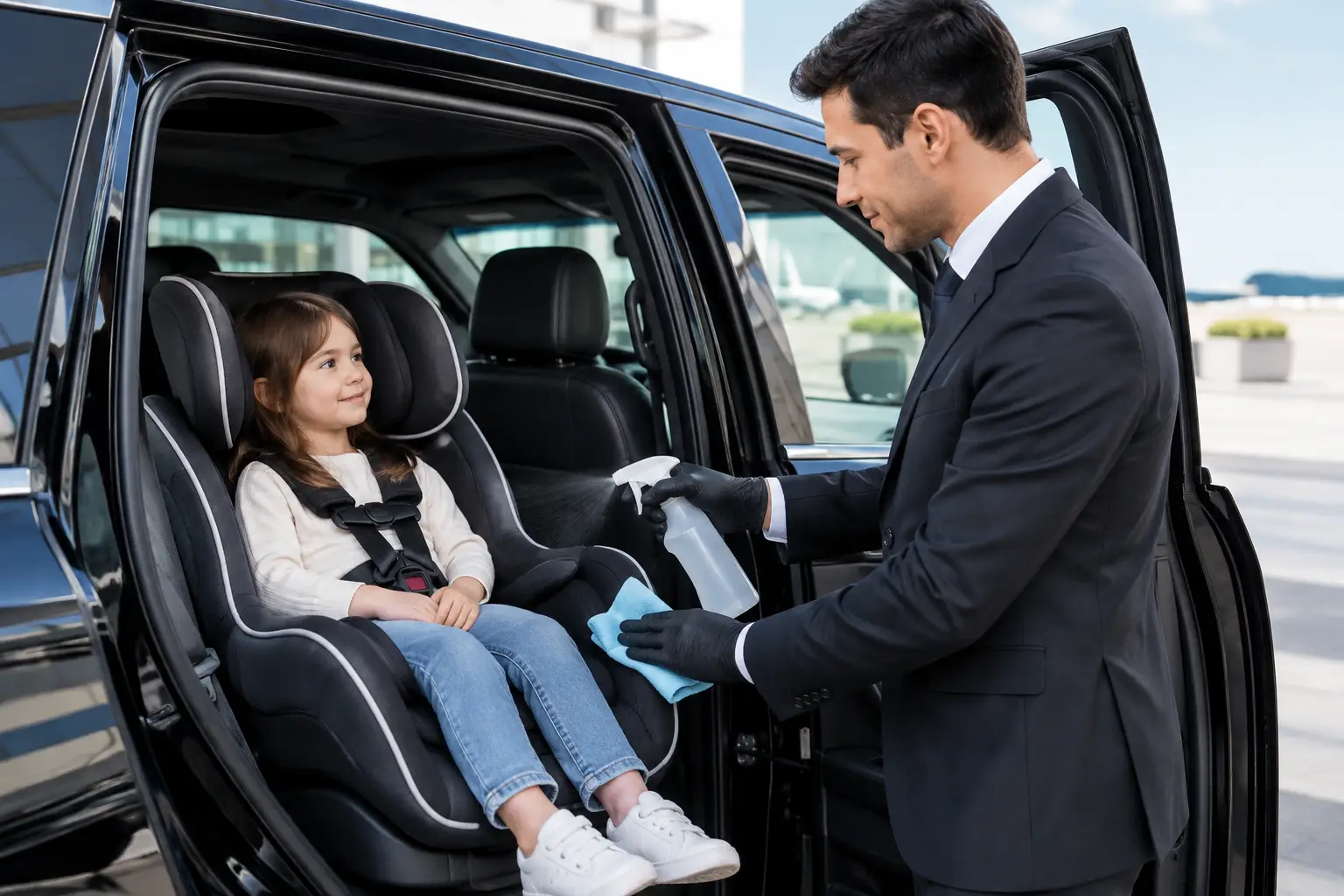 Are Child Seats Sanitized for Premium Airport Transfers?